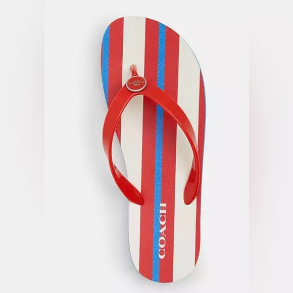 SOLD! Coach Flip Flop With Stripe Print Size 11 - Picture 2 of 5